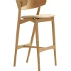 Sibast No 7 bar stool, 75 cm, white lacquered oak - honey leather