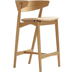 Sibast No 7 bar stool, 65 cm, white lacquered oak - honey leather