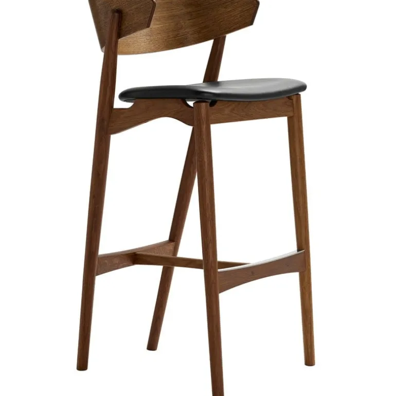 Sibast No 7 bar stool, 75 cm, smoked oak - black leather