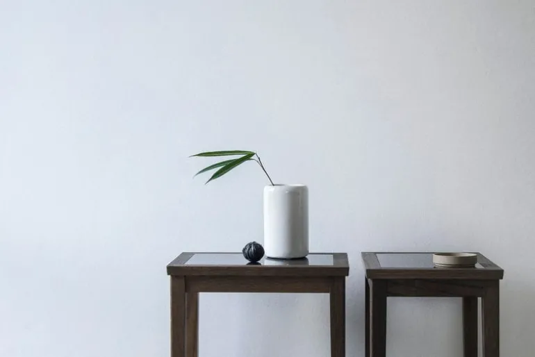 Sibast No 1 side table, 35 x 25 cm, dark oiled oak - black glass