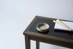 Sibast No 1 side table, 35 x 25 cm, dark oiled oak - black glass