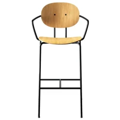 Sibast Piet Hein bar stool with armrest 75 cm, black - oiled oak