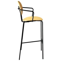 Sibast Piet Hein bar stool with armrest 75 cm, black - oiled oak