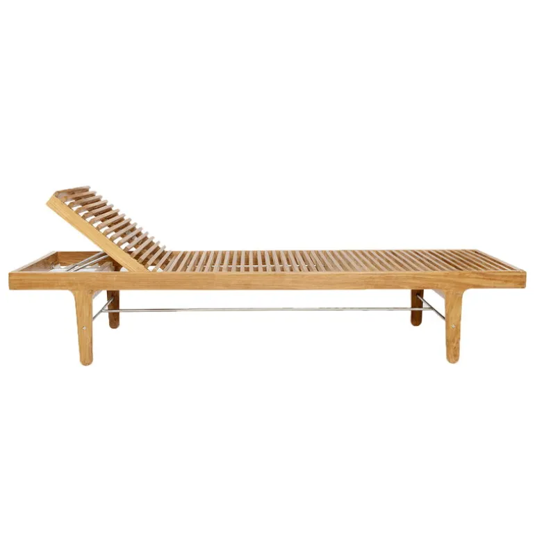 Sibast RIB daybed lounger, teak - stainless steel