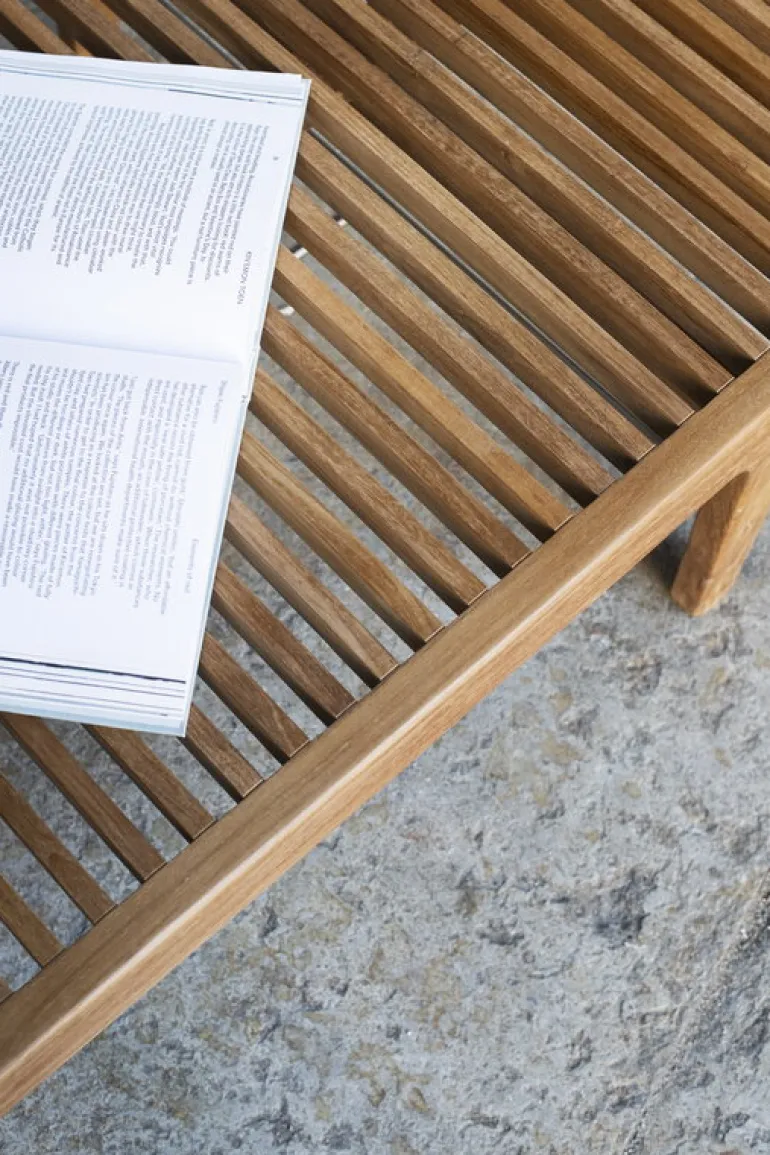 Sibast RIB daybed lounger, teak - stainless steel