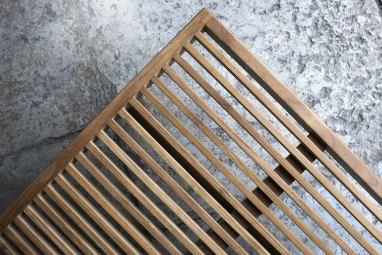 Sibast RIB daybed lounger, teak - stainless steel