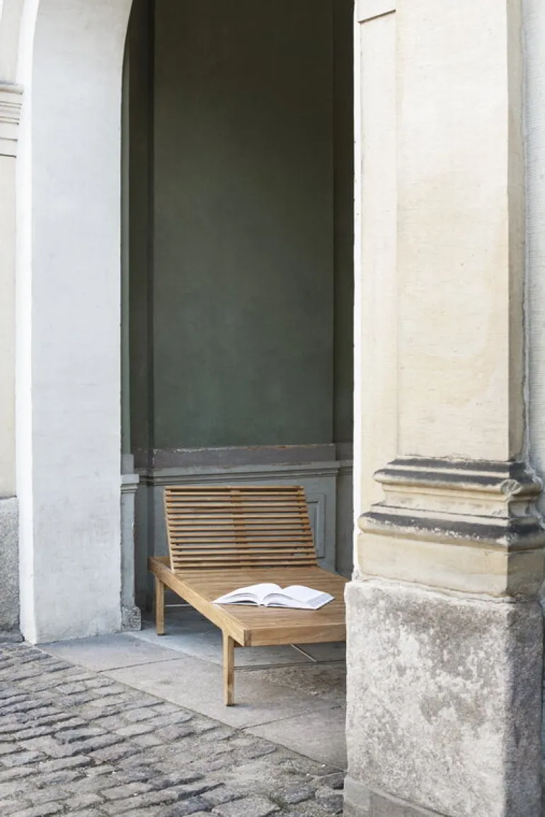 Sibast RIB daybed lounger, teak - stainless steel