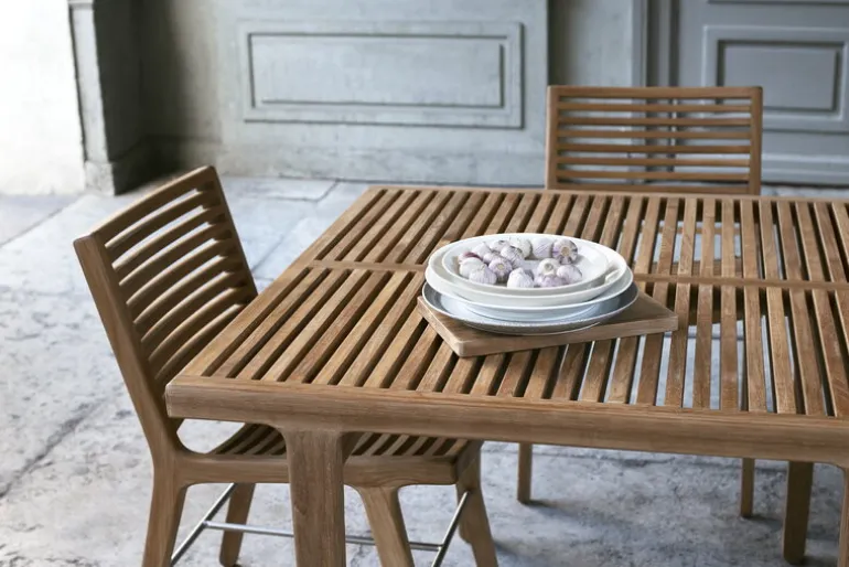 Sibast RIB dining chair, teak - stainless steel