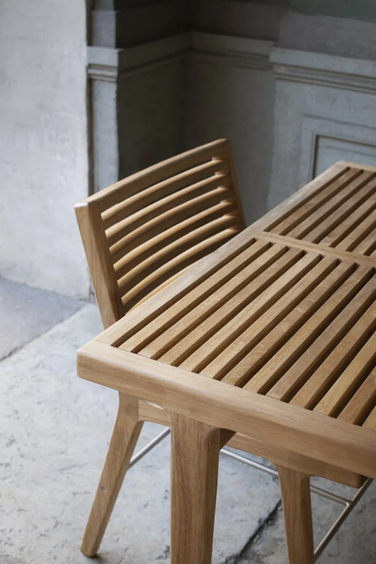 Sibast RIB dining chair, teak - stainless steel