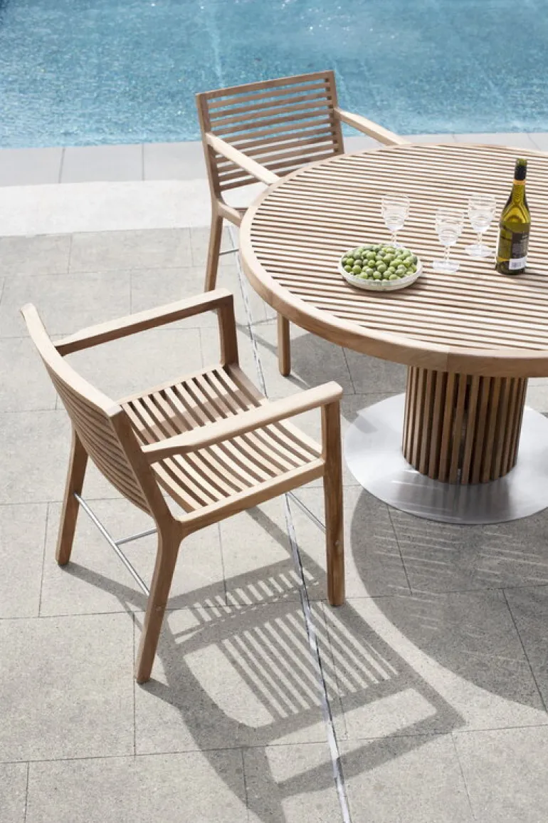 Sibast RIB dining chair with armrests, teak - stainless steel