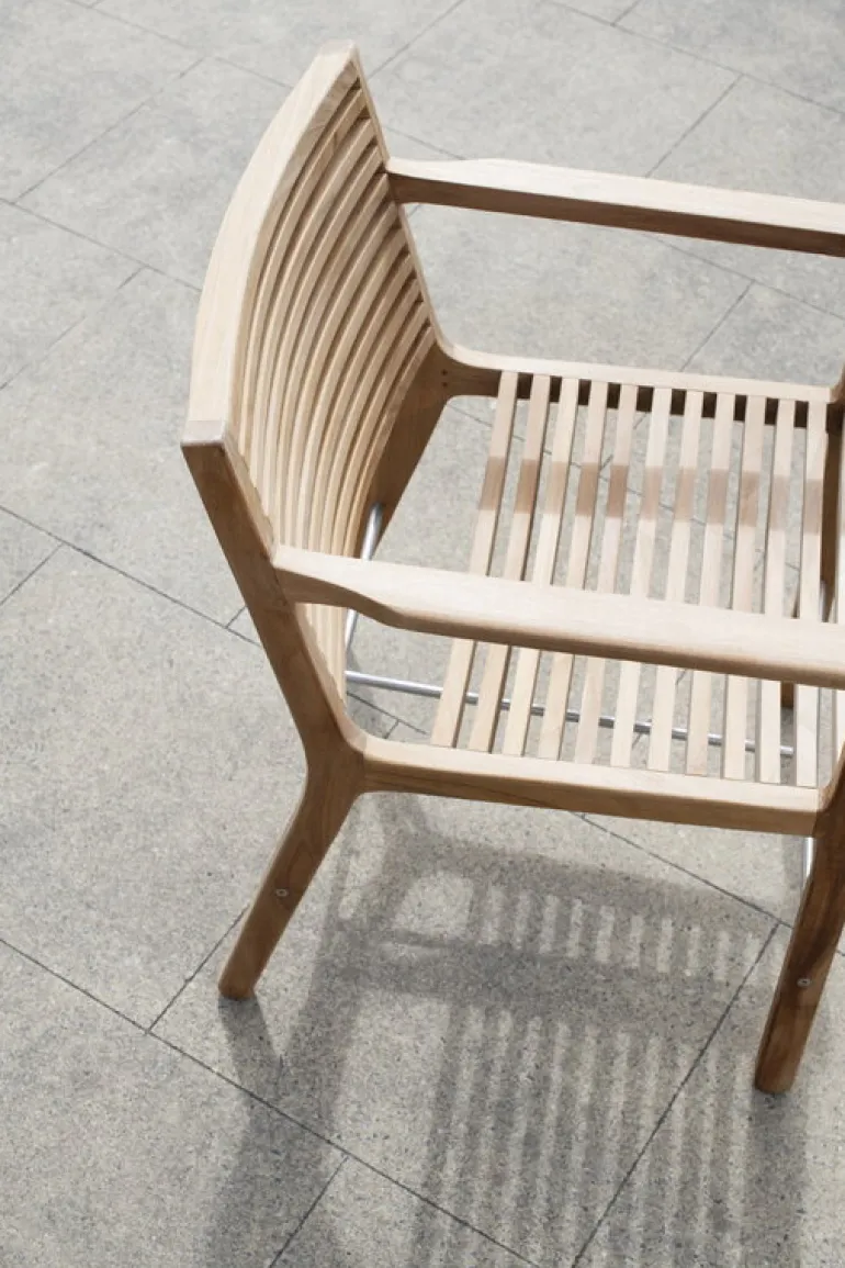 Sibast RIB dining chair with armrests, teak - stainless steel