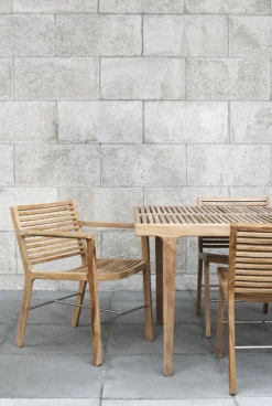 Sibast RIB dining chair with armrests, teak - stainless steel