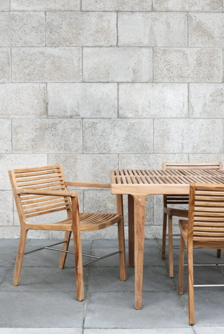 Sibast RIB dining table, 140 x 70 cm, teak - stainless steel