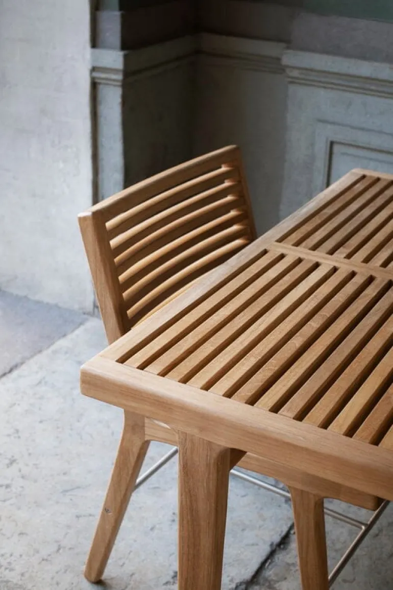 Sibast RIB dining table, 140 x 70 cm, teak - stainless steel