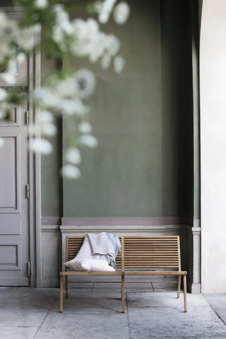 Sibast RIB lounge sofa, teak - stainless steel