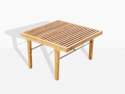 Sibast RIB lounge table, 60 x 60 cm, teak - stainless steel