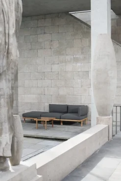 Sibast RIB lounge table, 60 x 60 cm, teak - stainless steel