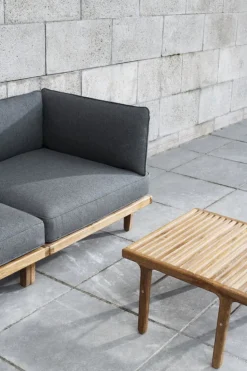 Sibast RIB lounge table, 60 x 60 cm, teak - stainless steel