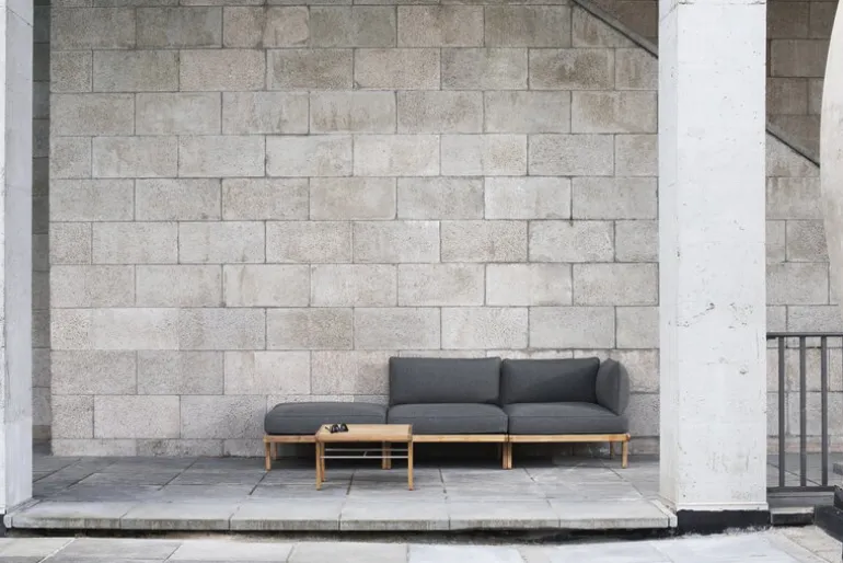 Sibast RIB lounge table, 110 x 60 cm, teak - stainless steel