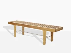 Sibast RIB low bench, teak - stainless steel