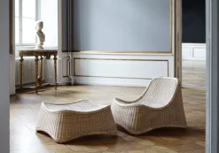 Sika-Design Chill lounge chair and stool, natural rattan