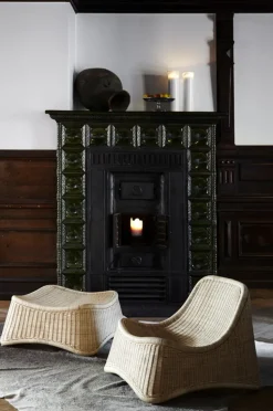 Sika-Design Chill lounge chair and stool, natural rattan