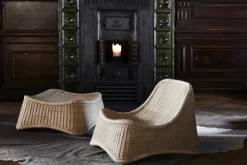 Sika-Design Chill lounge chair and stool, natural rattan