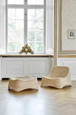 Sika-Design Chill lounge chair and stool, natural rattan