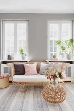 Sika-Design Franco Albini ottoman, large, natural rattan