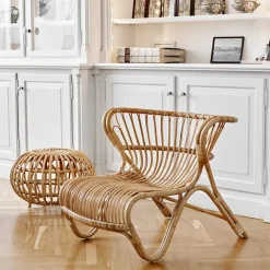 Sika-Design Franco Albini ottoman, large, natural rattan