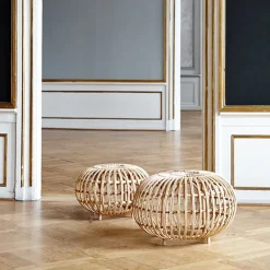 Sika-Design Franco Albini ottoman, small, natural rattan