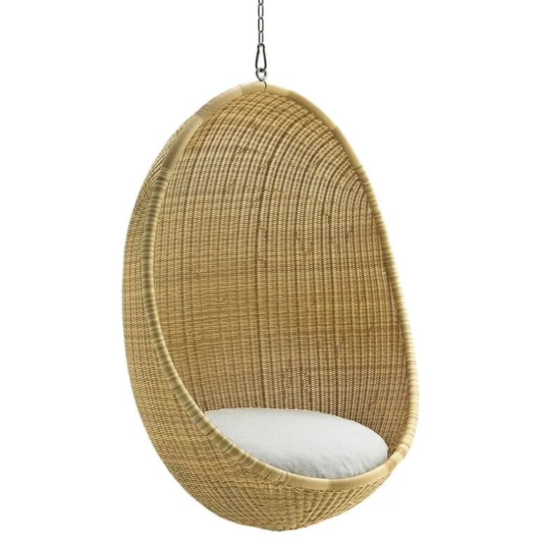 Sika-Design Hanging Egg Exterior chair, natural - white cushion