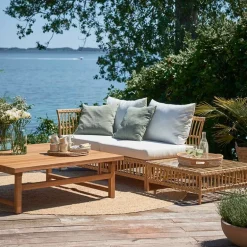 Sika-Design Maggie Exterior center module sofa, natural - white cushion