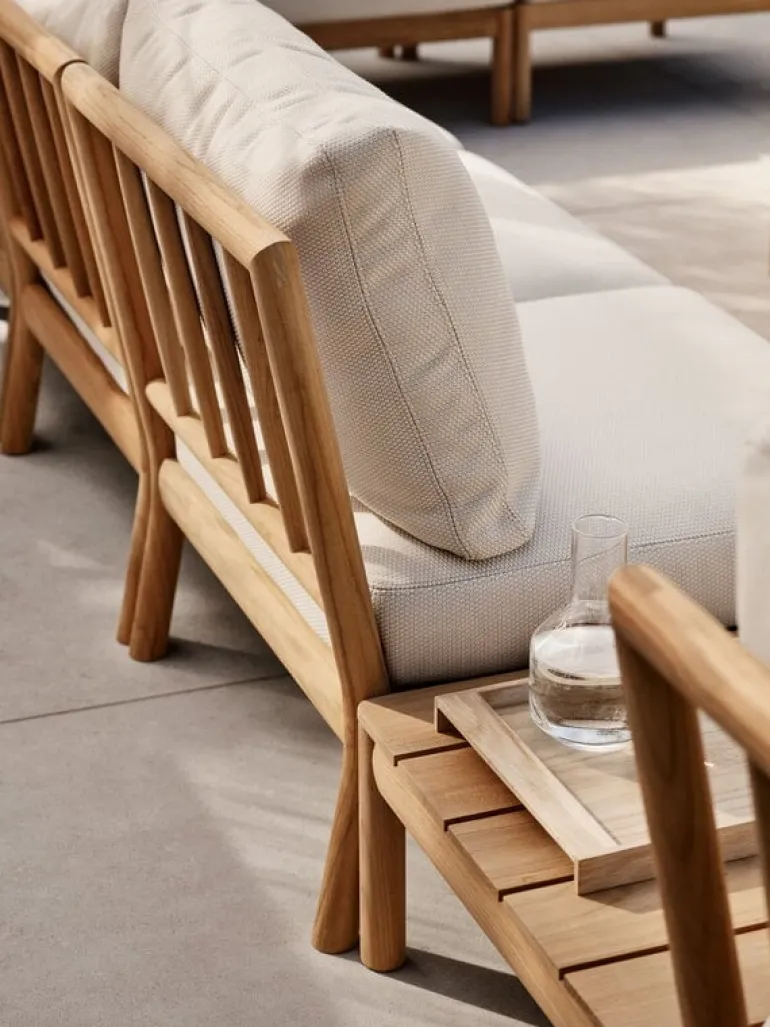 Skagerak Tradition pouf, teak - light sand