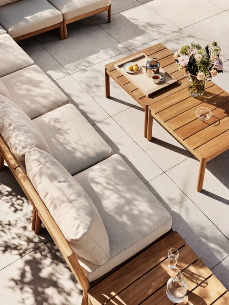 Skagerak Tradition pouf, teak - light sand