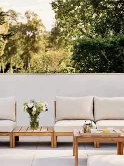 Skagerak Tradition pouf, teak - light sand