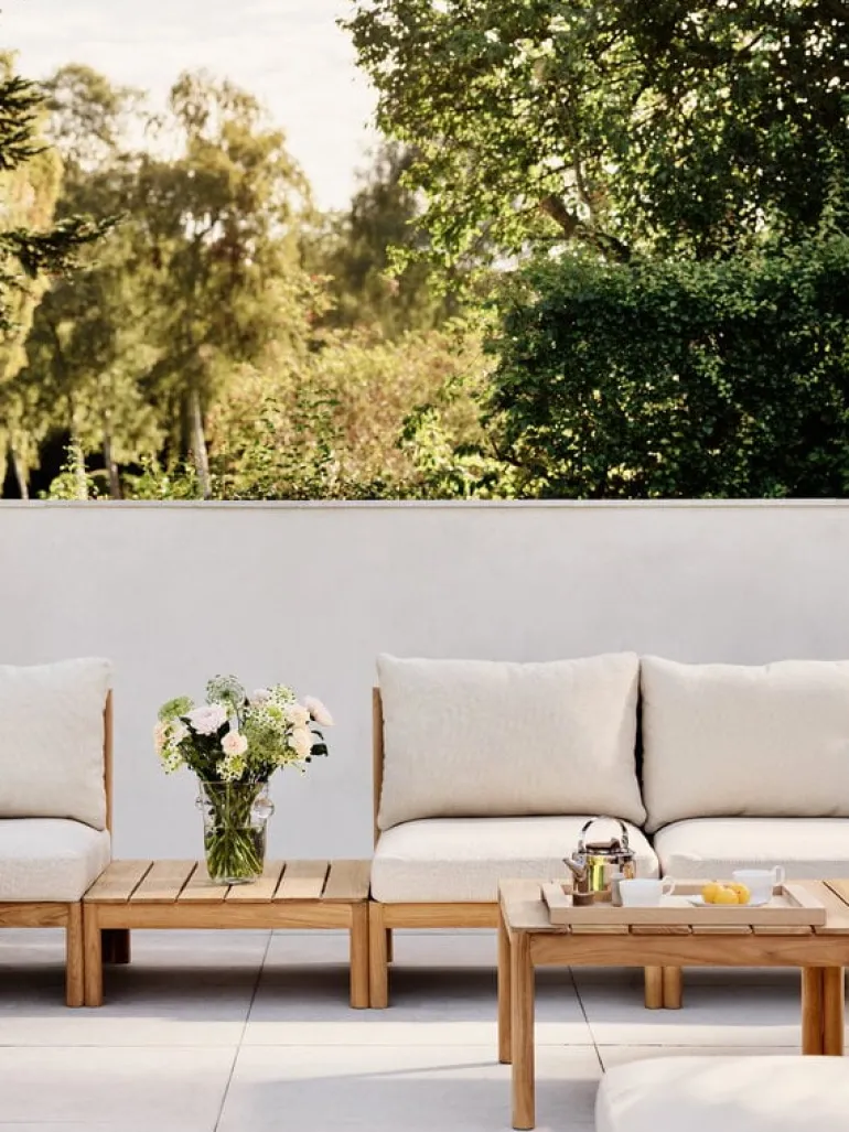 Skagerak Tradition pouf, teak - light sand