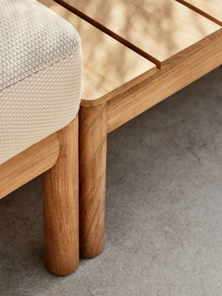 Skagerak Tradition pouf, teak - light sand