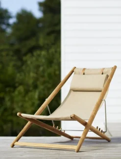 Skargaarden H55 easy chair, teak - canvas