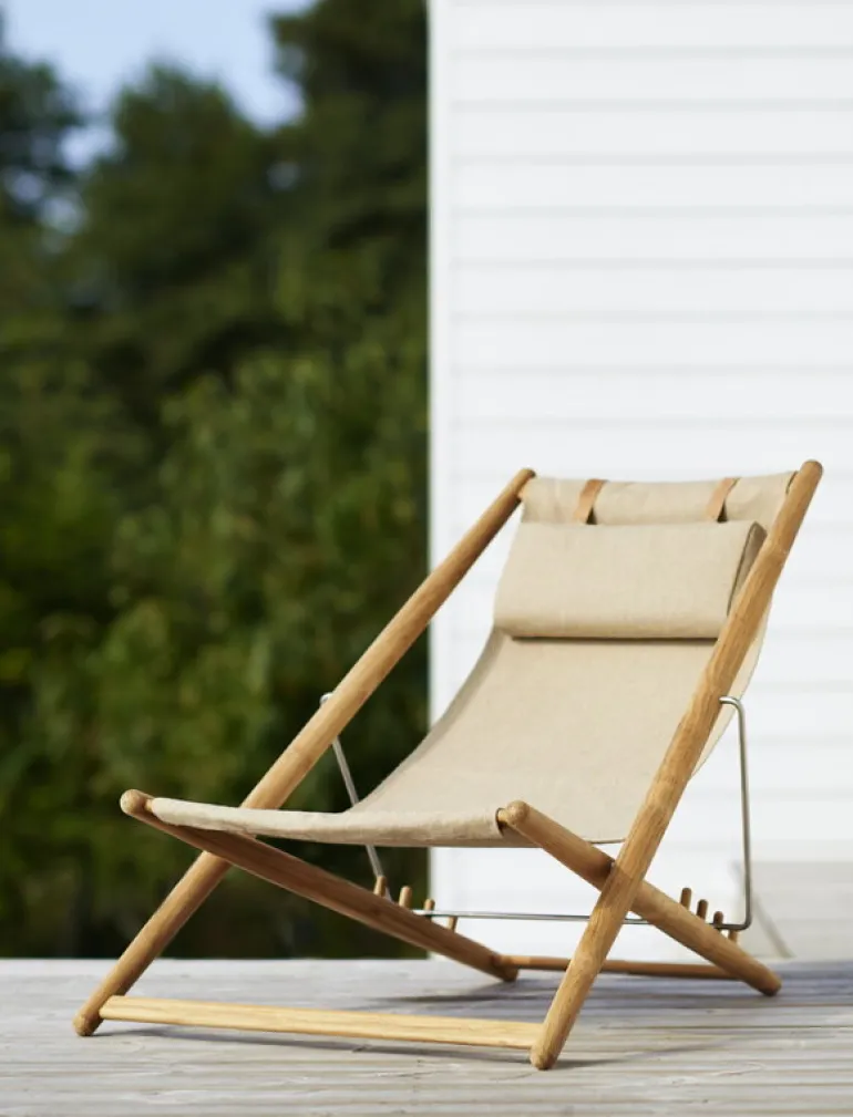 Skargaarden H55 easy chair, teak - canvas