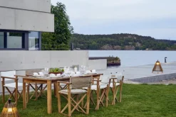 Skargaarden Kryss lounge chair, teak - dark grey Sunbrella Heritage