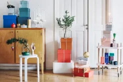 Stelton Theo tea cup with coaster, black