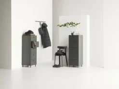 String Furniture Relief chest of drawers with legs, tall, grey