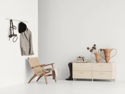 String Furniture Relief chest of drawers with legs, low, ash