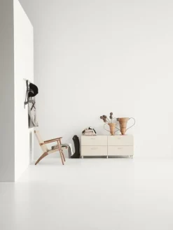 String Furniture Relief chest of drawers with legs, low, ash