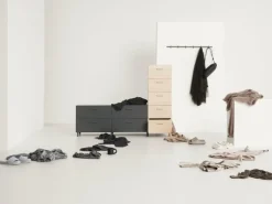 String Furniture Relief chest of drawers with legs, tall, beige