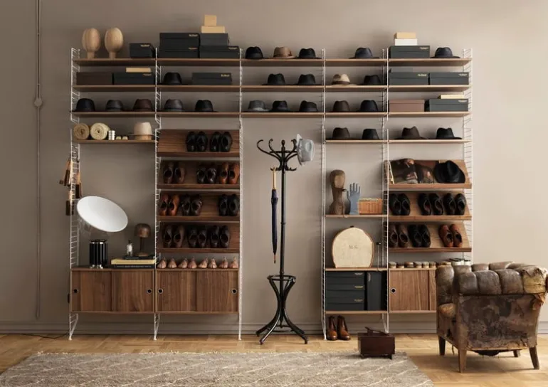 String Furniture String cabinet, 78 x 30 cm, walnut