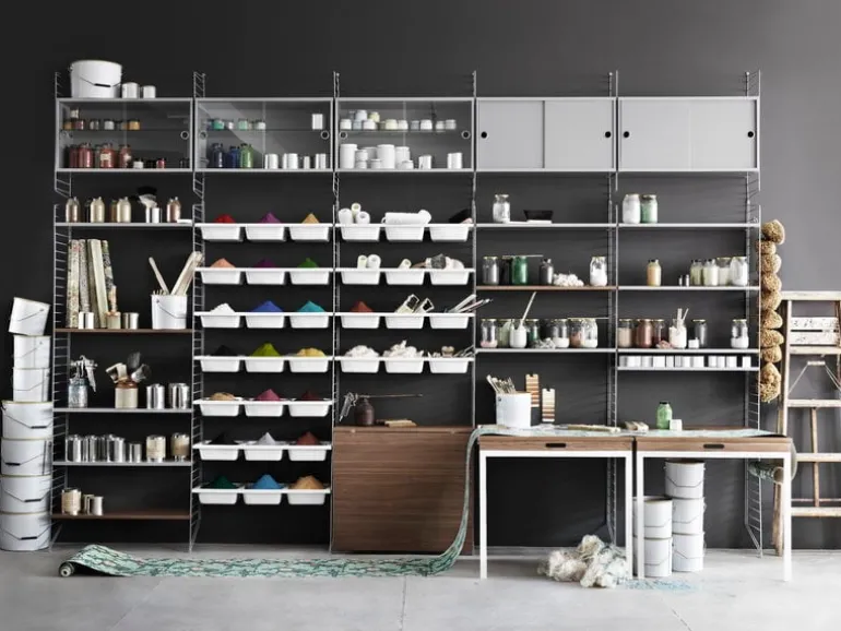 String Furniture String cabinet, 78 x 30 cm, grey