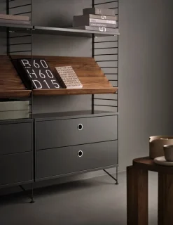 String Furniture String chest with 2 drawers, 78 x 30 cm, dark grey