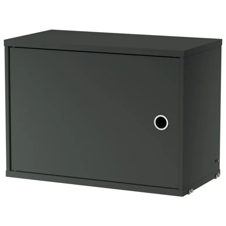 String Furniture String cabinet with swing door, 58 x 30 cm, dark grey